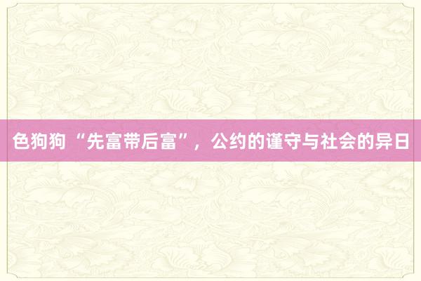 色狗狗 “先富带后富”，公约的谨守与社会的异日